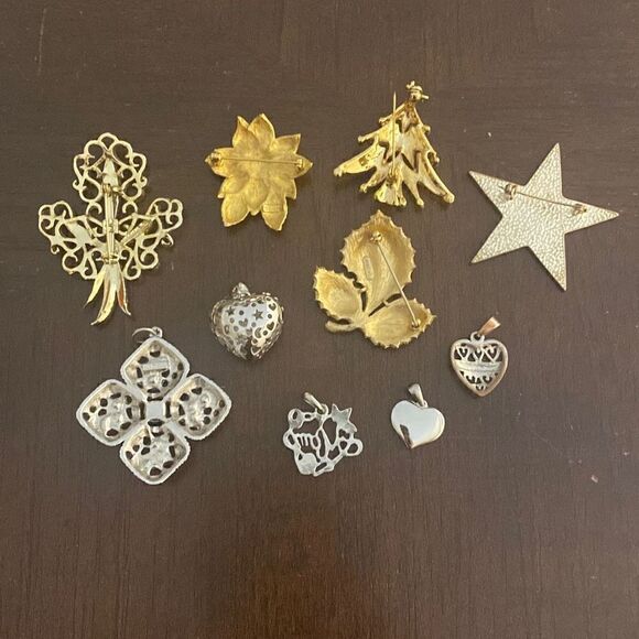 Brooch Pin Pendant Fashion Jewelry Bundle Lot of 10 - Picture 2 of 6